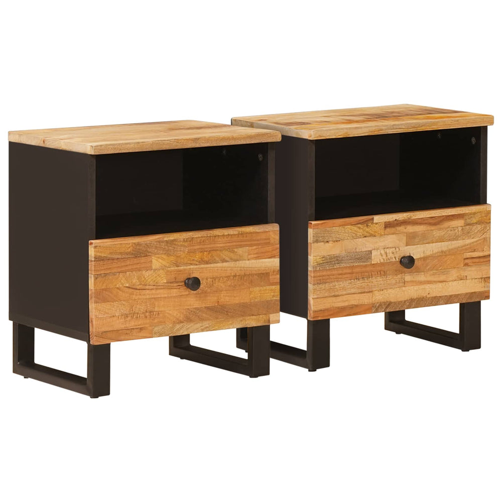 vidaXL Bedside Cabinet 2 pcs Brown 40 x 33 x 46 cm Solid Mango Wood