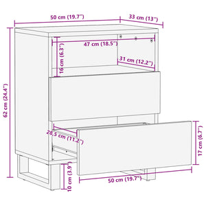 Brauner Bettkasten Mango Massivholz 50x62 cm