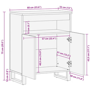 Brauner Seitenschrank Mango Massivholz 60cm