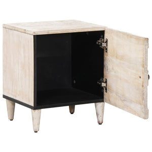 Nachttisch Weiß Massivholz Mango 40x33,5x46 cm