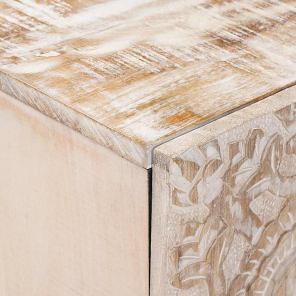 vidaXL Meuble TV blanc 105 x 33,5 x 46 cm Bois de manguier massif
