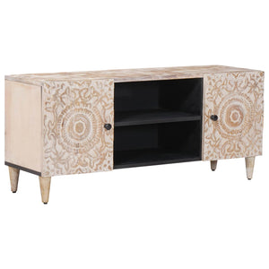 vidaXL Meuble TV blanc 105 x 33,5 x 46 cm Bois de manguier massif