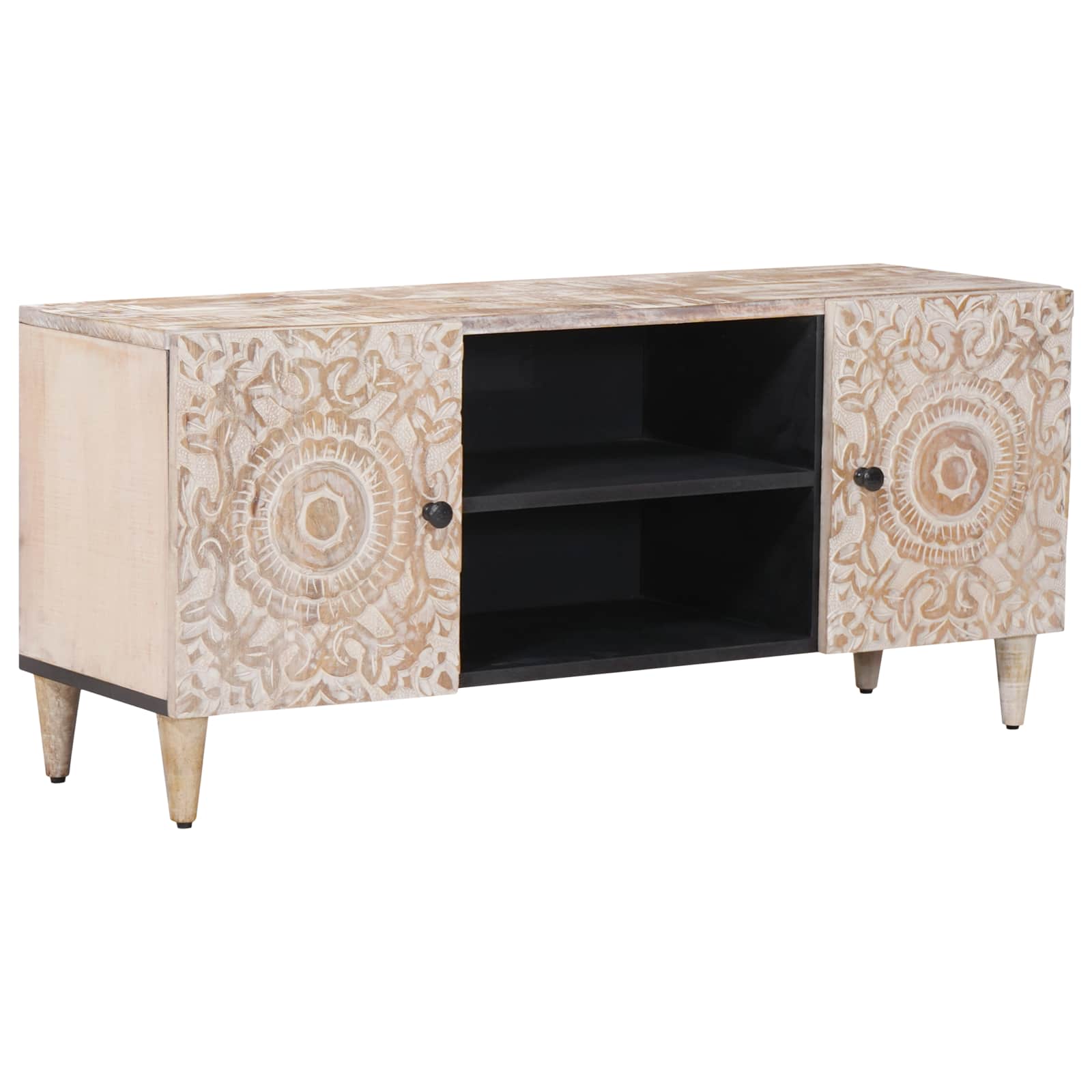 vidaXL Meuble TV blanc 105 x 33,5 x 46 cm Bois de manguier massif