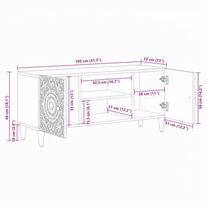 vidaXL Meuble TV blanc 105 x 33,5 x 46 cm Bois de manguier massif
