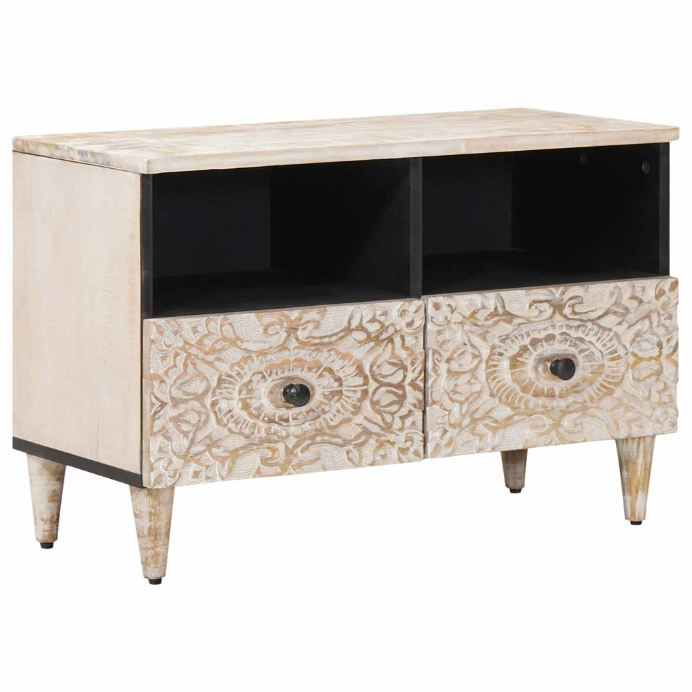 TV-Schrank Weiß Mango Massivholz 70 cm