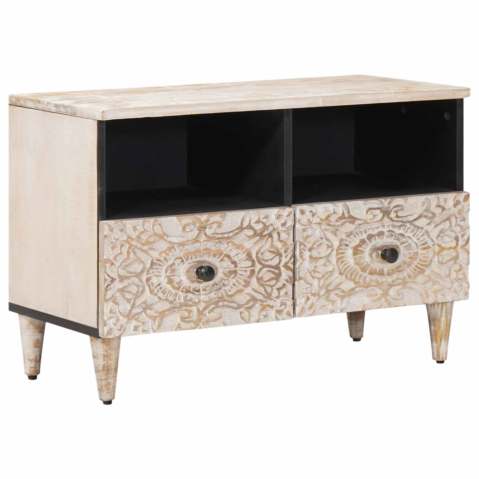 TV-Schrank Weiß Mango Massivholz 70 cm