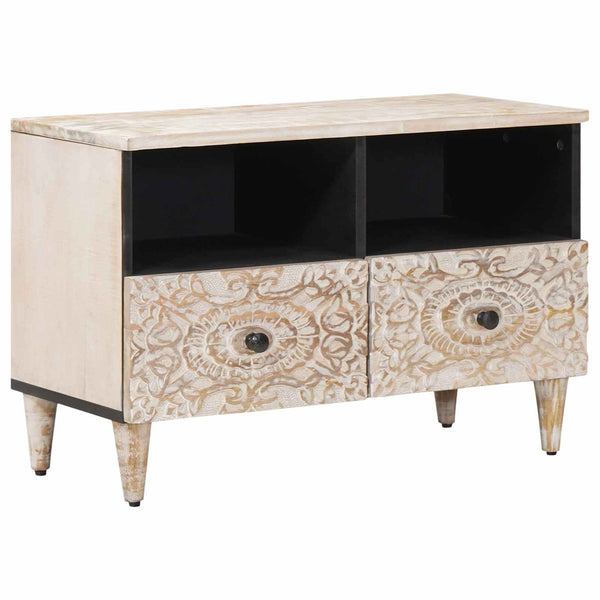 TV-Schrank Weiß Mango Massivholz 70 cm