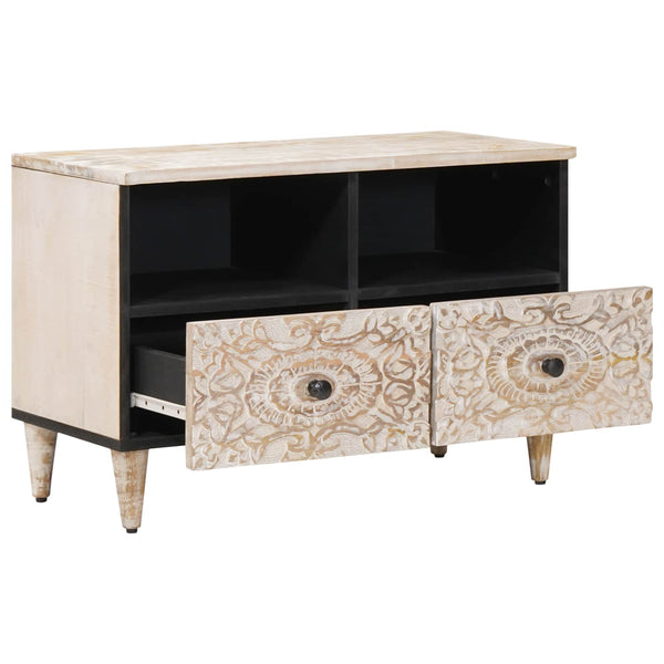 TV-Schrank Weiß Mango Massivholz 70 cm