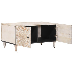 Weißer Couchtisch Mango Massivholz 80x50 cm