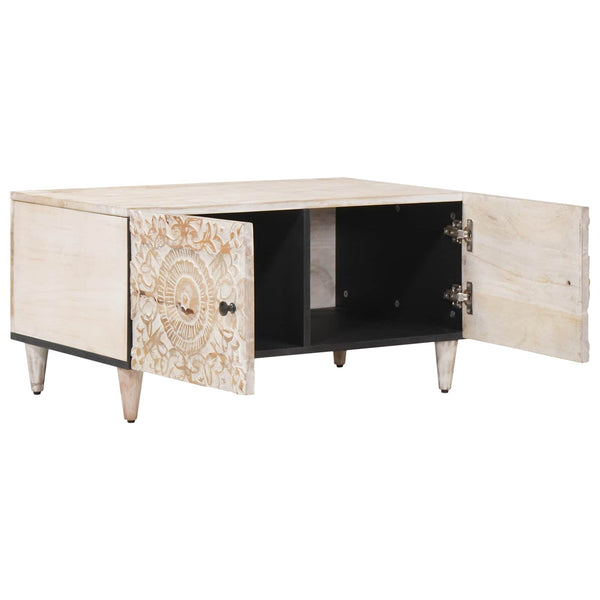 Weißer Couchtisch Mango Massivholz 80x50 cm