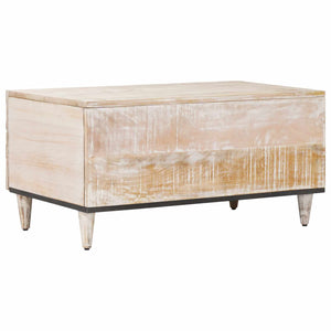 Weißer Couchtisch Mango Massivholz 80x50 cm
