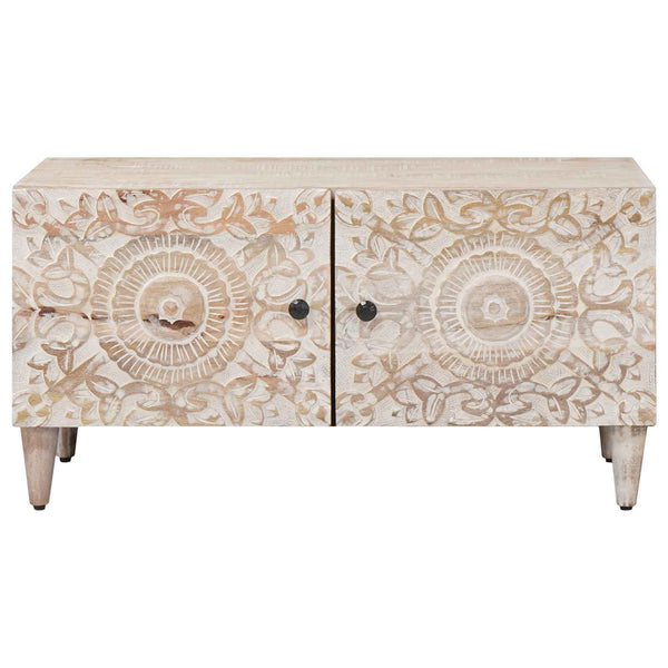 Weißer Couchtisch Mango Massivholz 80x50 cm