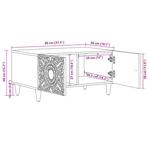 Weißer Couchtisch Mango Massivholz 80x50 cm