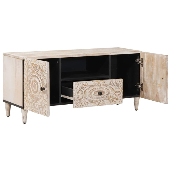 Weißer TV-Schrank Mango Massivholz 105cm