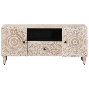 Weißer TV-Schrank Mango Massivholz 105cm
