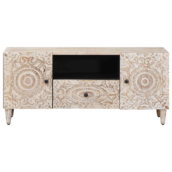 Weißer TV-Schrank Mango Massivholz 105cm
