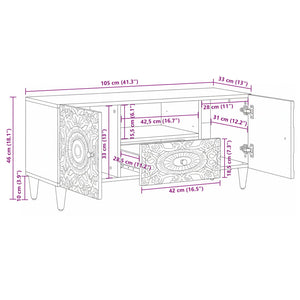 Weißer TV-Schrank Mango Massivholz 105cm