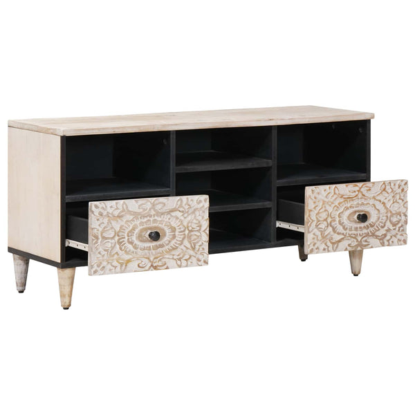 TV-Schrank Weiß Massivholz Mango 100cm