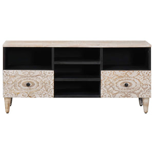 TV-Schrank Weiß Massivholz Mango 100cm