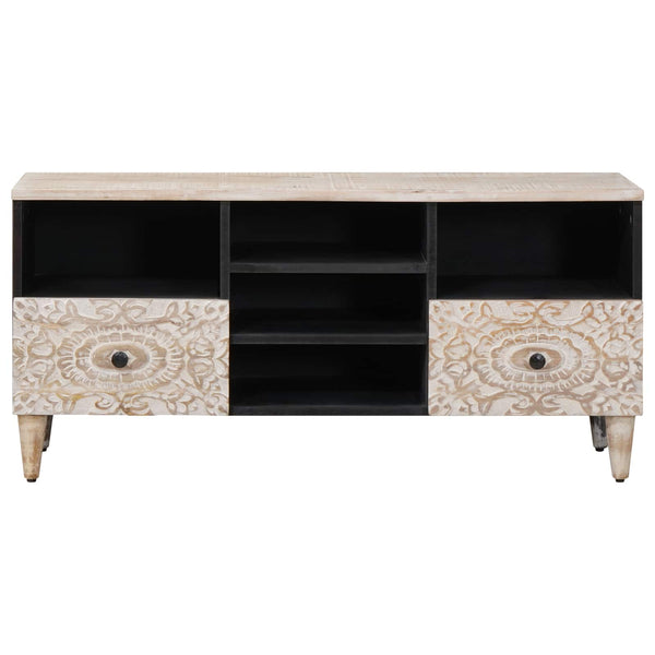 TV-Schrank Weiß Massivholz Mango 100cm