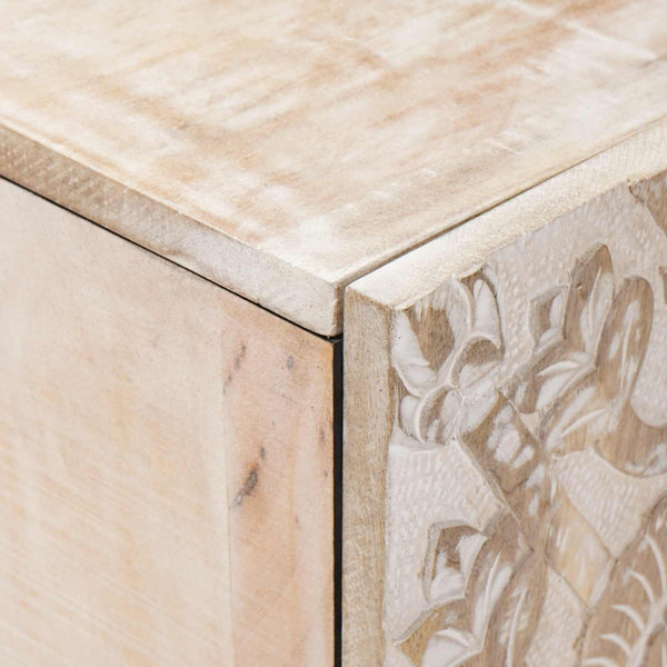 Waschbeckenschrank Weiß Mango Massivholz 62 cm