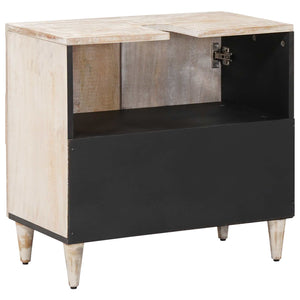 Waschbeckenschrank Weiß Mango Massivholz 62 cm