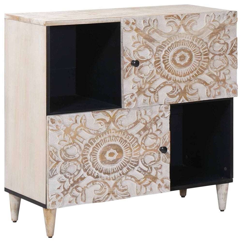 Sideboard Weiß Mango Massivholz 80 cm