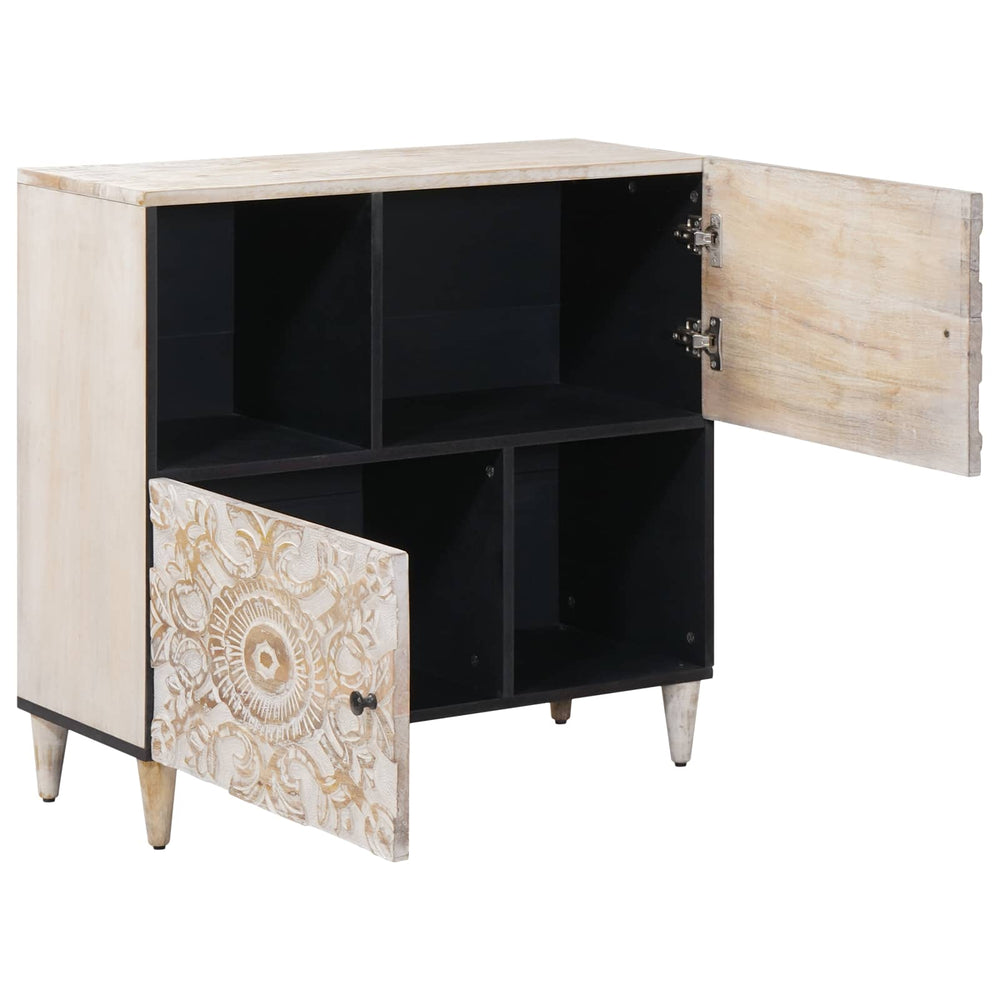 Sideboard Weiß Mango Massivholz 80 cm