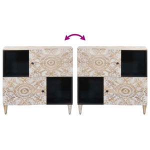 Sideboard Weiß Mango Massivholz 80 cm