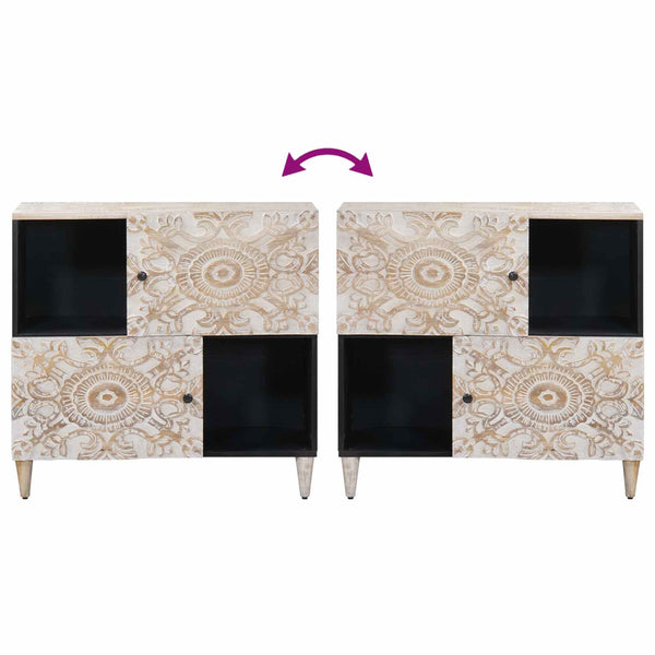 Sideboard Weiß Mango Massivholz 80 cm