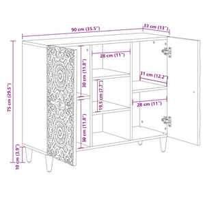 Weißes Mango Sideboard mit Regal 90cm