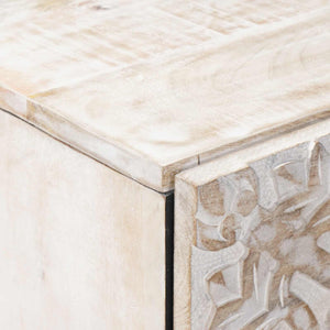 Weißer Hochschrank mit Regal Mango Massivholz