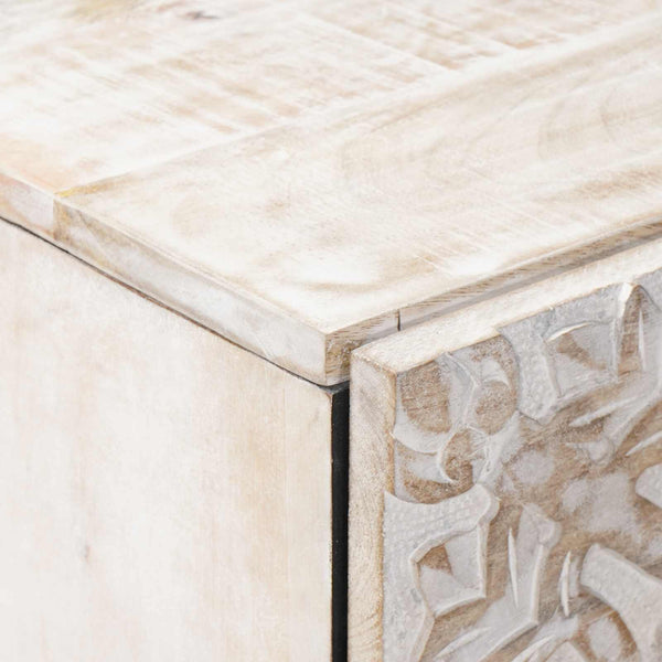 Weißer Hochschrank mit Regal Mango Massivholz