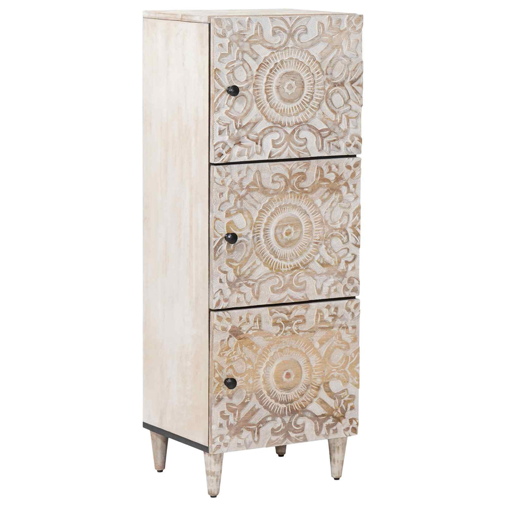 Weißer Hochschrank mit Regal Mango Massivholz