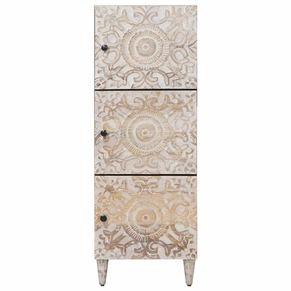 Weißer Hochschrank mit Regal Mango Massivholz