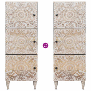 Weißer Hochschrank mit Regal Mango Massivholz