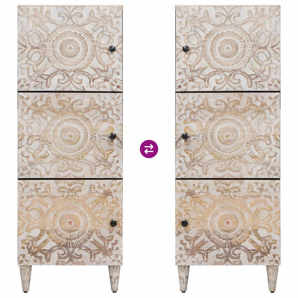 Weißer Hochschrank mit Regal Mango Massivholz