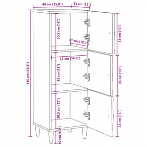 Weißer Hochschrank mit Regal Mango Massivholz