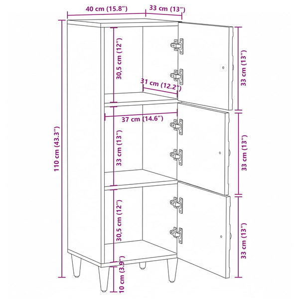 Weißer Hochschrank mit Regal Mango Massivholz