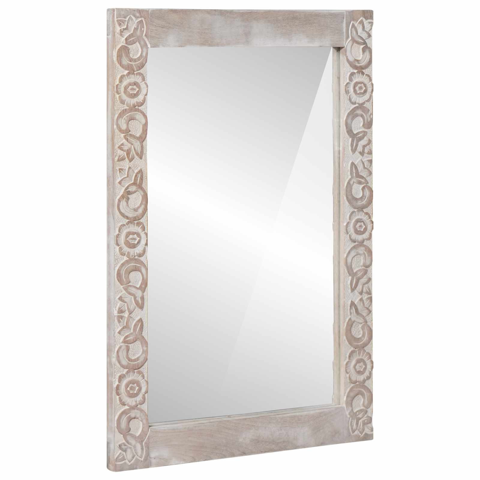 Rechteckiger Wandspiegel Weiß 70x50cm Mango Massivholz