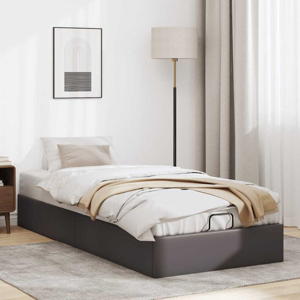 Ottomanbett Grau 80x200 cm Kunstleder