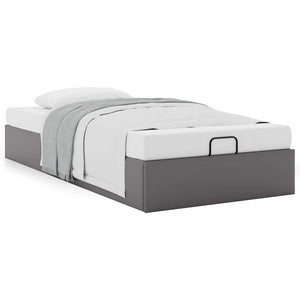 Ottomanbett Grau 80x200 cm Kunstleder