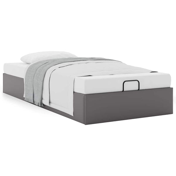 Ottomanbett Grau 80x200 cm Kunstleder
