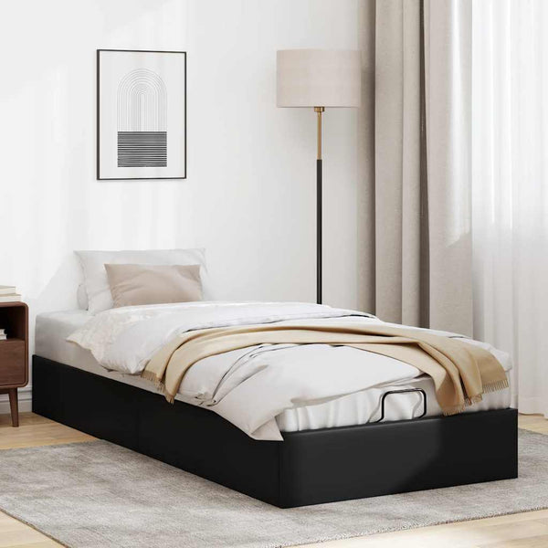 Ottoman Bett Schwarz 90x190 cm Kunstleder