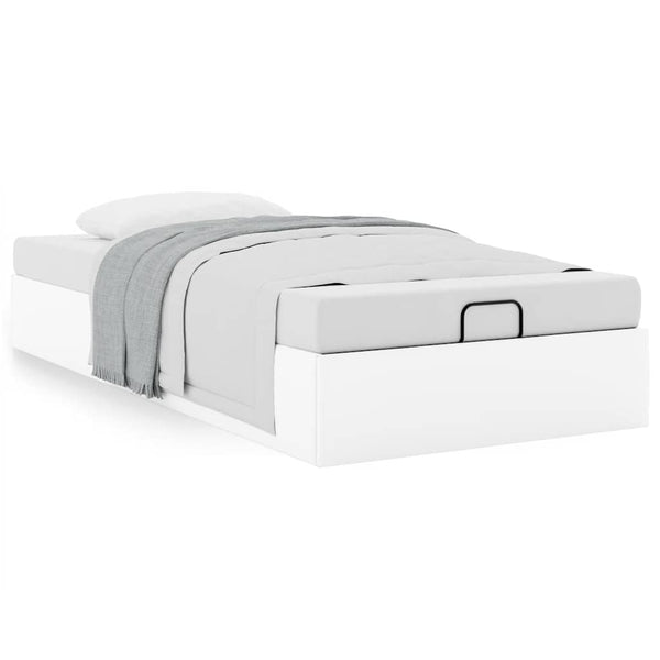 Ottoman Bett Weiß 90x190 cm Kunstleder