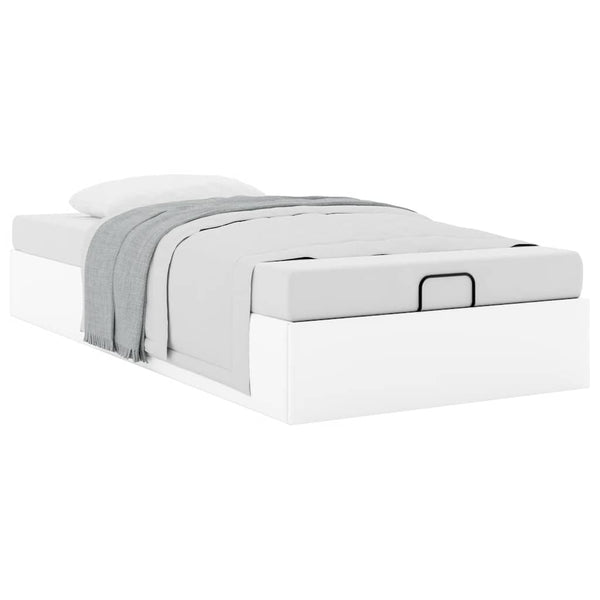 Ottoman Bett Weiß 90x190 cm Kunstleder