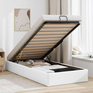 Ottoman Bett Weiß 90x190 cm Kunstleder