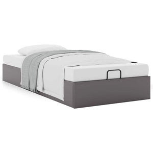 Ottoman Bett Grau 90x190 cm Kunstleder