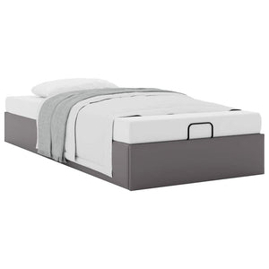 Ottoman Bett Grau 90x190 cm Kunstleder