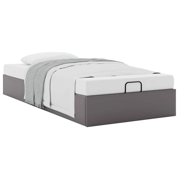 Ottoman Bett Grau 90x190 cm Kunstleder